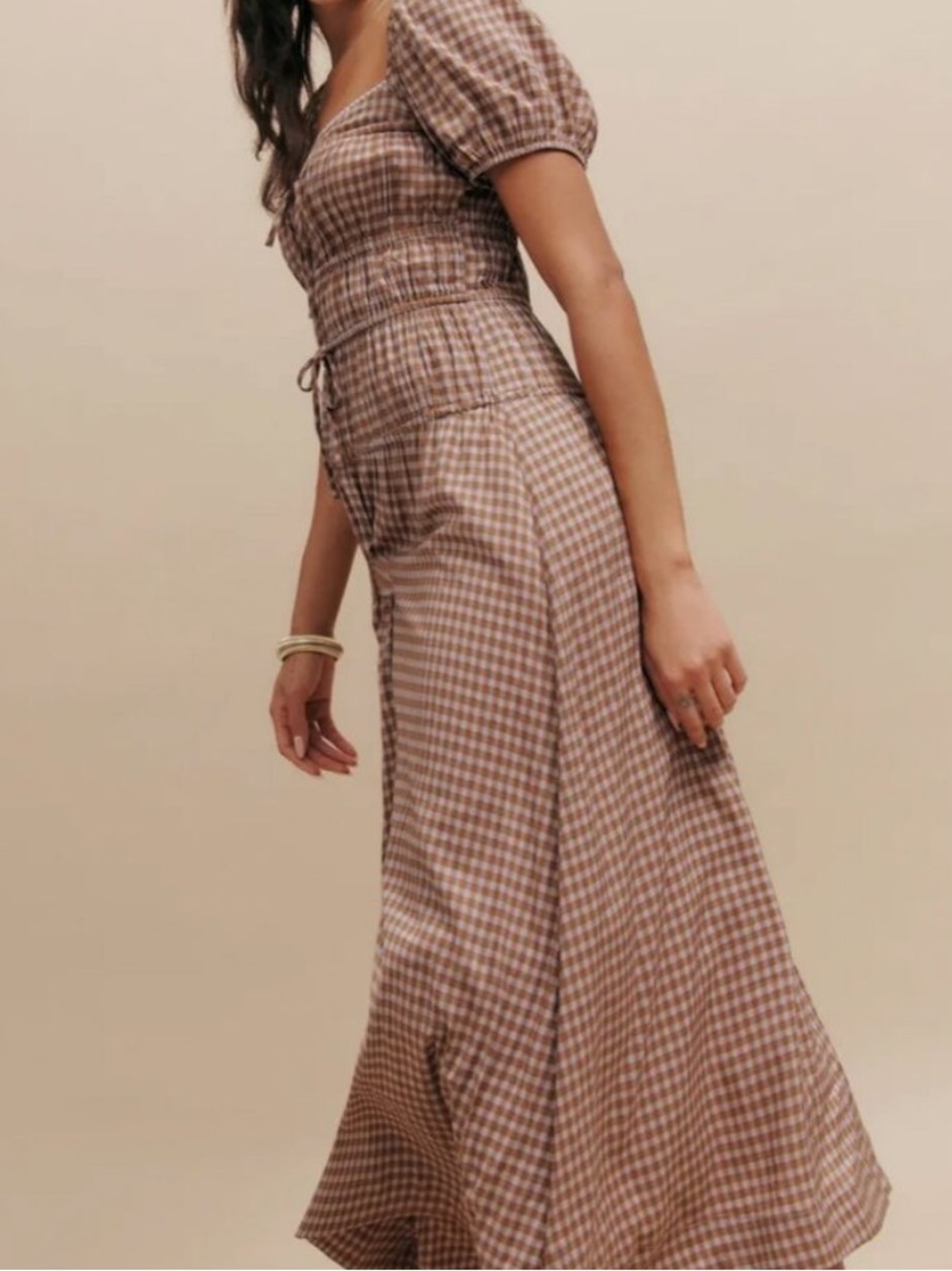 NWT REFORMATION Rhett Gingham Puff Dress - Picture 3 of 10